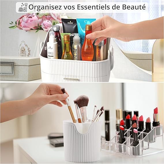 Make-up organizer wit met penseelhouder