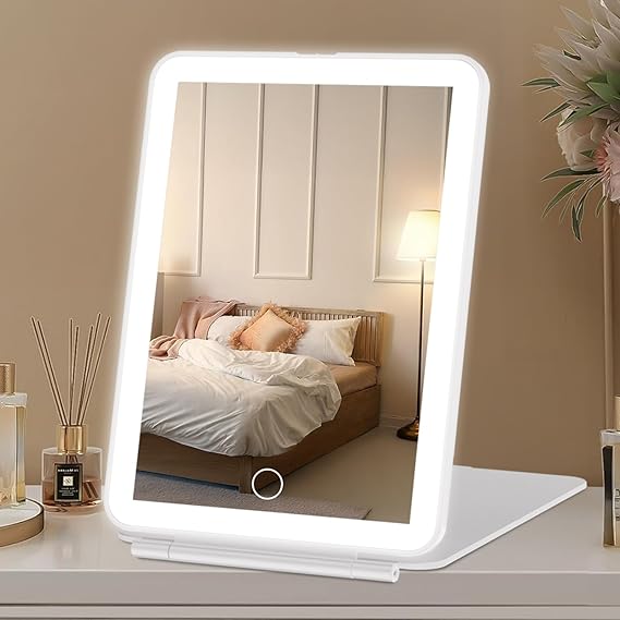 Draagbare make-up spiegel met ledverlichting