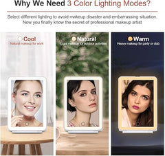 Draagbare make-up spiegel met ledverlichting